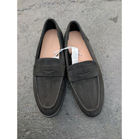 Old Navy Women's Black Faux Suede Penny Loafers Sz 8 Flats Slip On Shoes NWT - Picture 1 of 7